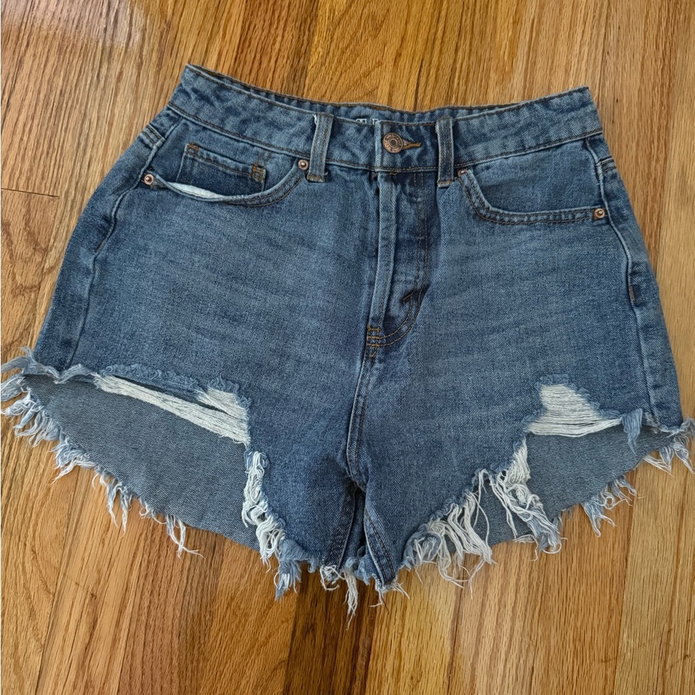 Wild Fable Blue Jean Shorts Distressed Frayed Hem